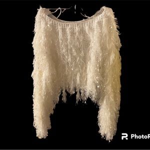 Alter’d State white fuzzy cropped sweater. Very cute and fun!